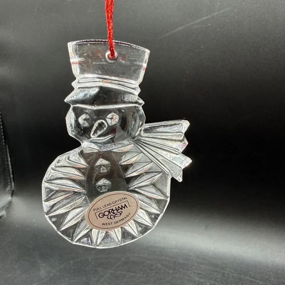 Vintage Gorham Holiday Snowman Ornament Lead Crystal West Germany with Box